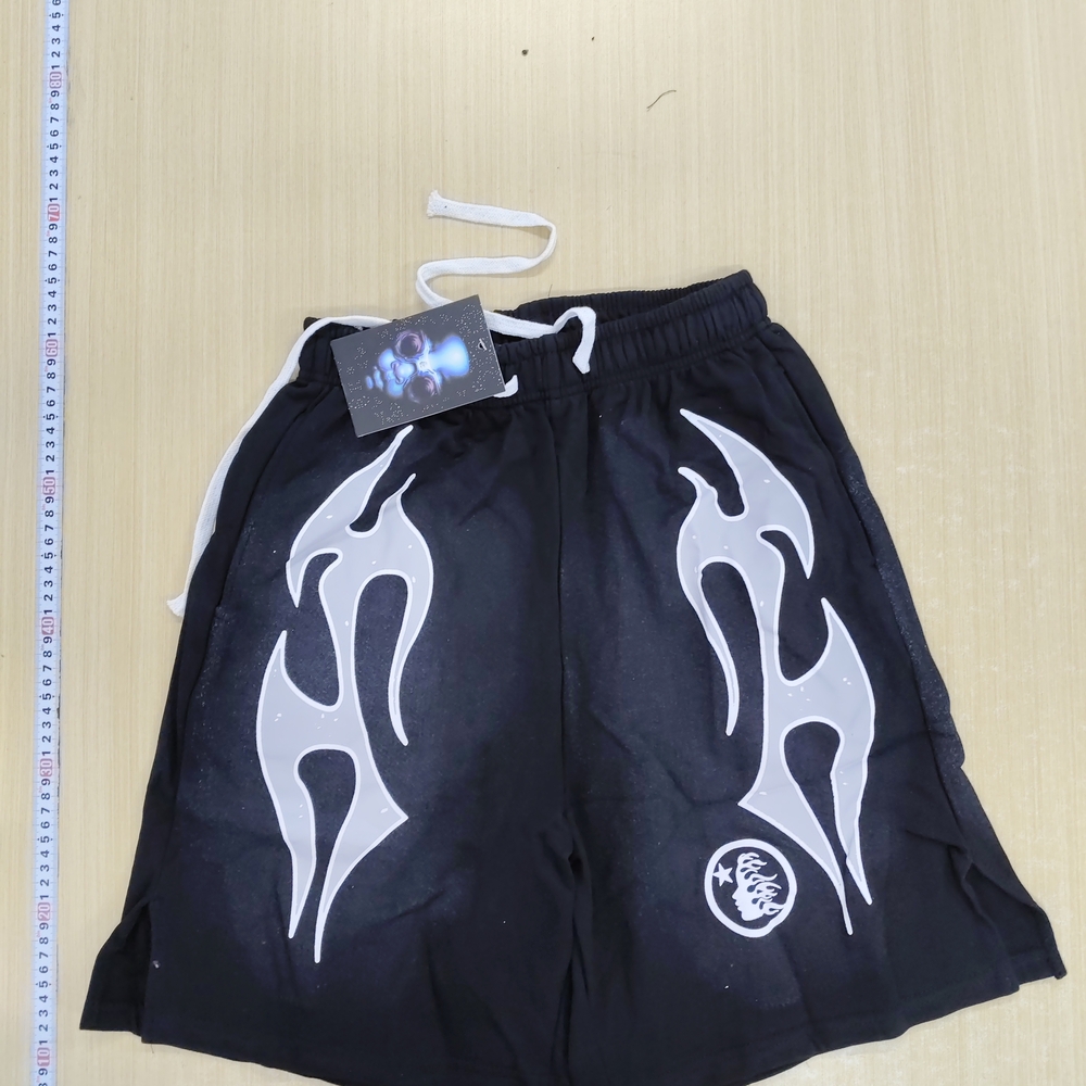 Black and White Hybrid Tribal Shorts with Drawstring Waistband